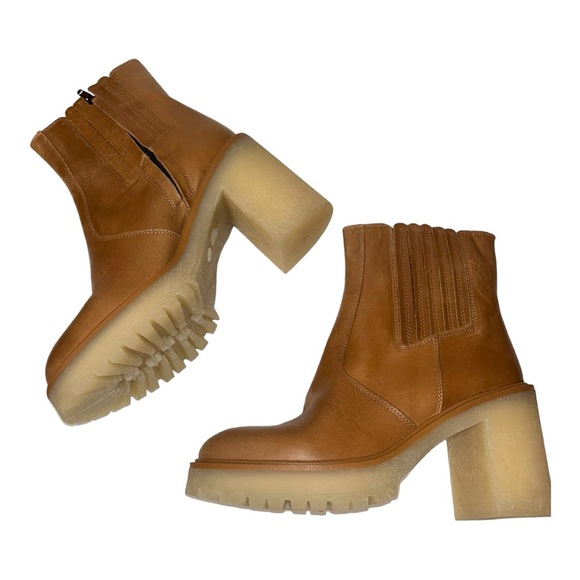 Free People l NIB James Chelsea Tan Leather Boots Size 38/8 - Picture 5 of 10